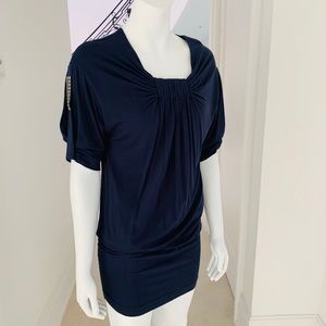 Navy jersey knit mini dress tunic